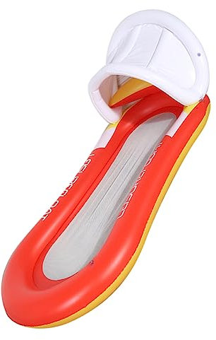 Abaodam Lit Flottant Gonflable avec Auvent Amovible PVC Chaise Longue pour Piscine Plage Ou Orange