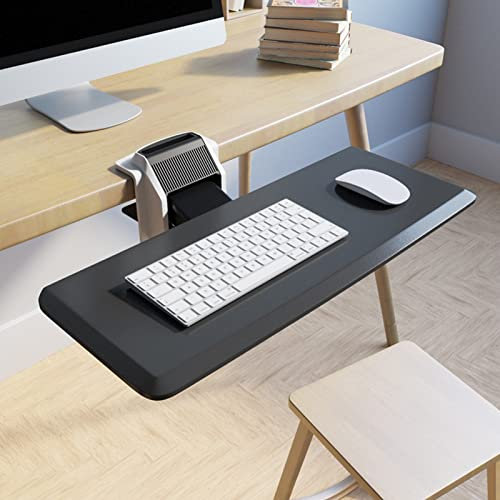 KISYHOLG Under Desk Keyboard Tray, Heavy-Duty Metal Slide-Out Desk Extender Platform, Adjustable Height Keyboard Drawer With Phone Stand