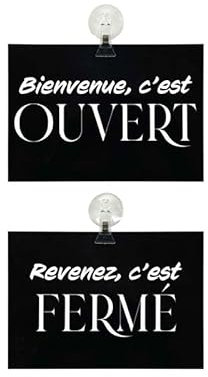 Panneau Ouvert - Fermé en PVC format A5 avec fixation ventouse (fond noir)