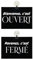 Panneau Ouvert - Fermé en PVC format A5 avec fixation ventouse (fond noir)