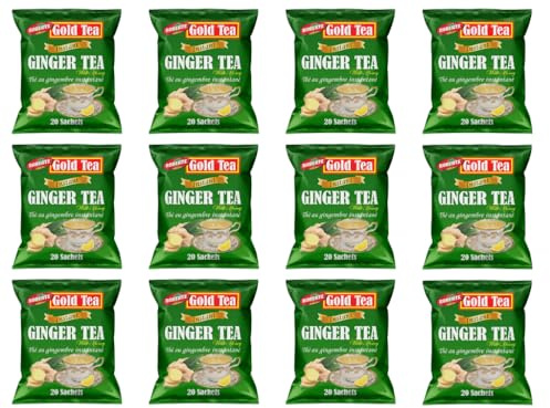 Bundle Pack with Roberts Gold Tea Instant Ginger Tea with Honey 360g (20 Sachets) - 12 Pack
