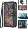 Asuwish Handyhülle für Gigaset GS5 Hülle mit Band Folie Schutzfolie Kartenfach Klappbar Leder Geldbörse Ständer GS 5 Handy Hüllen Schutzhülle Reißverschluss Handyhüllen Schutzglas Phone Case Schwarz