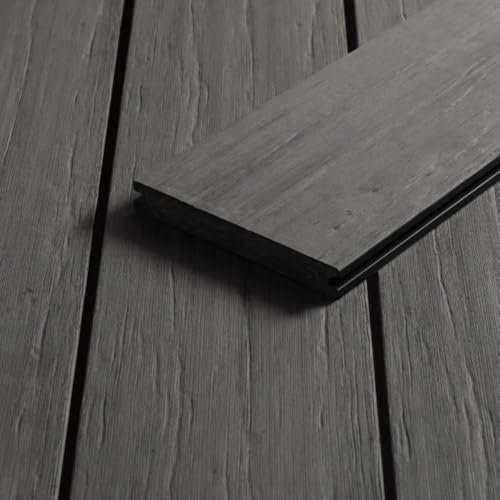 HORI WPC Terrassendiele Hellgrau | Terrassenplatten | beidseitig verwendbar | Terrassenboden | Dielen | WPC Holzfliesen | Terrasse Garten | Massiv | Barbados | Dielenlänge: 4000 x 140 x 19 mm