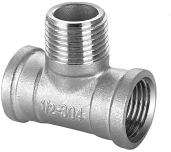 Raccord de tuyau en T à 3 voies fileté mâle + mâle + femelle DN6/DN8/DN15/DN25, 1 pièce, 1/4 1/2 3/4 1 1-1/4 BSP fileté en acier inoxydable 304(Male Female thread,3/4)