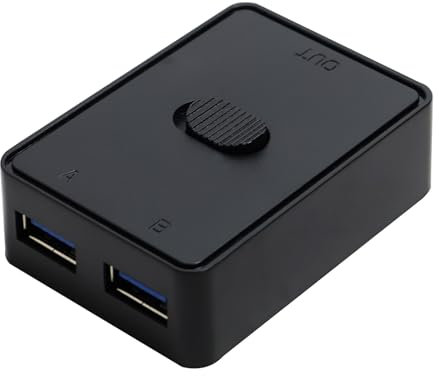 Conmutador KVM USB 3.0 de Alta Velocidad, Conmutador USB 3.0, Adaptador Bidireccional 2 en 1, Interruptor para Compartir Dispositivos USB Entre Dos Ordenadores, para Oficina y Hogar 