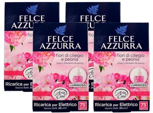 Felce Azzurra - Aria Di Casa, Ricarica Per Diffusore Elettrico, FIORI DI CILIEGIO & PEONIA 20ml (4 Unità)