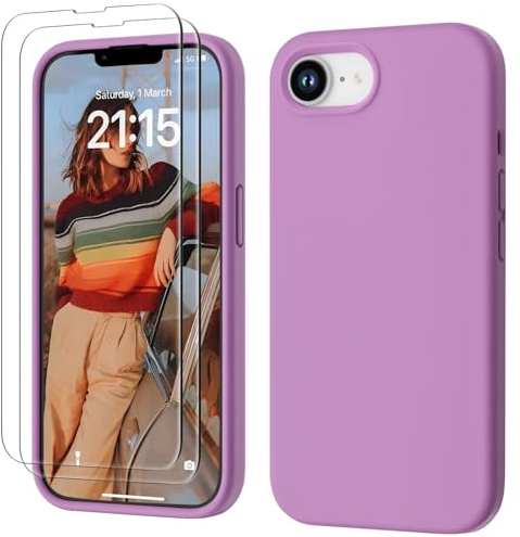 GOODVISH für iPhone 17e Hülle, iPhone 16e Hülle Silikon, Neu Rosa | mit 2 Stück Schutzfolie, Upgraded Kameraschutz Soft Mikrofaserfutter Handyhülle Kratzfest Stoßfeste Schutz Case 6.1