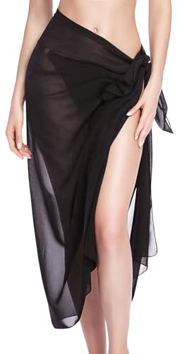 Pareos de Playa Mujer, Sexy Elegante Playa Cubrir Pareo Falda Vestido, Largo Beach Sarong Bañador, Gasa Pareo Playa para Verano Bikini Cover Up (FR/ES, Letras, Talla única, Regular, Regular, 1)