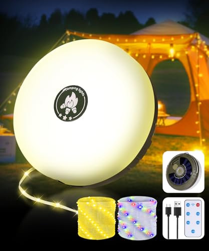 Camping Lichterkette Aufrollbar, 10m USB Aufladung Tragbare Wiederaufladbare LED Lichterkette USB, Wasserdicht IP44 mit 5 Beleuchtungsmodi, Für Zelt Camping, Deko Garten.