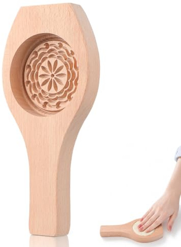 Mooncake Form, 1stk Mamoul Former Aus Holz Traditioneller Keksstempel Für Maamoul - Mondkuchen Und Plätzchen Ideal Für Die Kreative Backkunst Und Herzhafte Herbstfest Leckereien