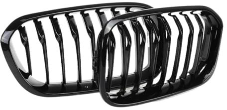 YSQOFDNFD 1 Paio di Griglie A Rene Raring, Griglia Nera Lucida per BMW Serie 1 F20 F21 2015 2016 2017, Paraurti Anteriore per Auto, Griglia Sportiva A Stecche Griglie Anteriori