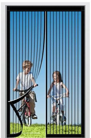 Mosquitera Puerta Magnetica 135 x 187 cm Se Cierra Automáticamente Mosquitera Magnética Puerta Fácil Instalación sin Taladrar para Puerta Exterior de Balcón/Patio, Negro