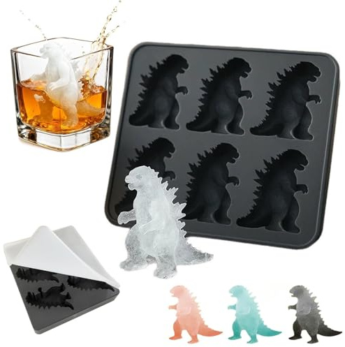 Silicone Ice Cube Tray, Godzilla Ice Cube Molds for Cocktails and Whiskey, Flexible Ice Ball Mould for Themed Parties, Easy Release Ice Ball Maker, 14.5x12.5x2cm
