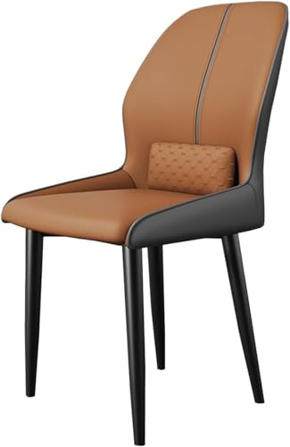 BAKULI Moderne Esszimmerstühle Mit Hoher Rückenlehne Ledersessel Akzentstuhl Aus Metallrahmen for Küche Und Wohnzimmer(Orange+Gray)