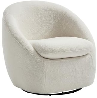 Vente-unique - Fauteuil pivotant en Tissu Bouclette Blanc NETALIO
