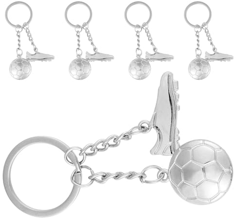 PAMINGONO 5 Stück Pack Fußball Schlüsselanhänger aus Metall Kleiner Fußball Anhänger für Jungen als Rucksack Deko und Geschenk für Fußballfans