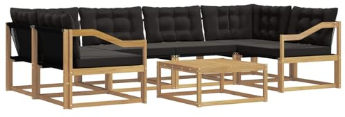 vidaXL Outdoor-Sofagarnitur 7 pcs Weiß und Schwarz 79 x 79 x 37 cm, Garten, modernes Outdoor-Sofa, gemütliches Möbel, langlebige Lounge, perfekte Terrasse-Sitzgruppe