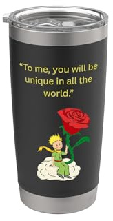Der kleine Prinz mit Rosenzitat T-Shirt | Für Buchliebhaber Doppelwandiger Edelstahl-Thermobecher