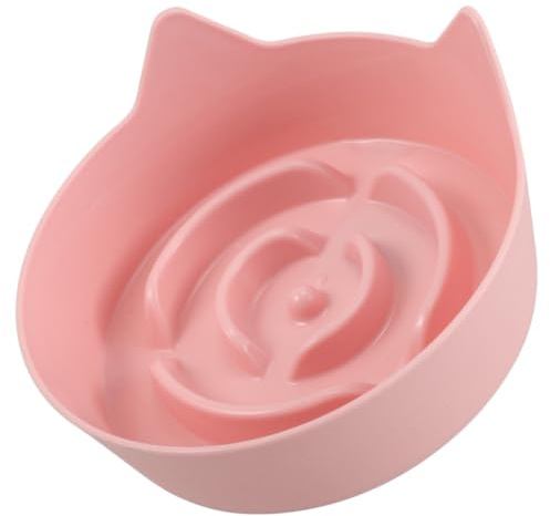 Toyvian Gamelle pour Chat en Plastique Rose avec Design Oreilles Mignonnes, Bol Anti-Glisse pour Alimentation Lente, pour Petits Animaux et Chiens