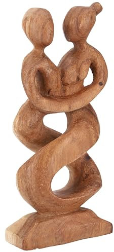 GURU SHOP Holzfigur, Statue, Deko Objekt Feng Shui 20 cm - Tanzpaar/Hellbraun, Dekoobjekte