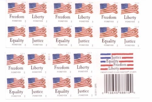 USPS Forever Stamps Four Flags Booklet of 20 Stamps