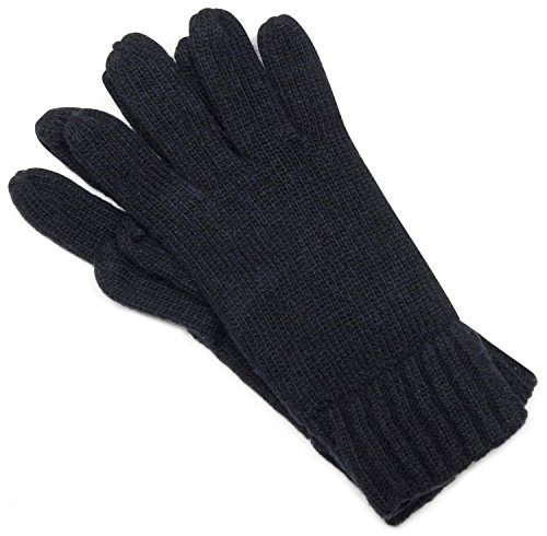 styleBREAKER klassische Handschuhe, warme Strickhandschuhe mit doppeltem Bund, einfarbig, Fingerhandschuhe, Unisex 09010005, Farbe:Midnight-Blue, Größe:S-M
