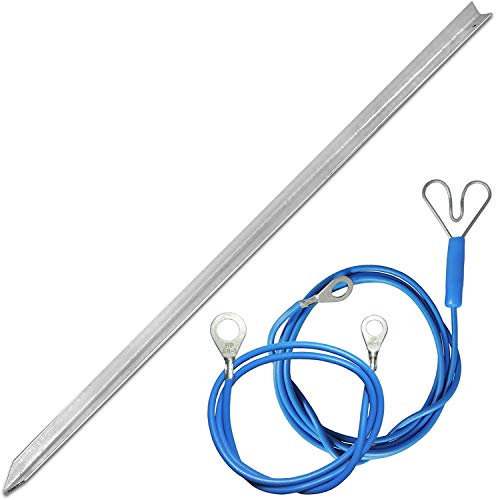Koll Living 0114-000 Anschluss-Set für Weidezaungerät l hochwertiger Erdstab + Zaunanschlusskabel + Erdanschlusskabel