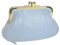 Porte-Monnaie Rétro Grand-Mère - Classique avec Double Fermoir - Cuir Agneau Véritable (Fermoir Doré, Bleu Turquoise)