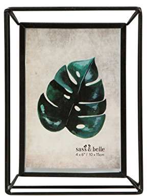 metall bilderrahmen stehend bild dekor geometrisch schwarz draht klarglas