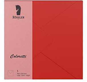 Rössler 220740526 Coloretti Briefumschlagpack 164x164 mm, 5 Stück, Klatschmohn