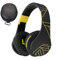 PowerLocus Bluetooth Over-Ear Headphones, Wireless Stereo Foldable Headphones Wireless and Wired Headsets with Built-in Mic, Micro SD/TF, FM for iPhone/Samsung/iPad/PC (Black/Yellow)
