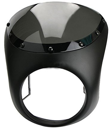 MOMOALA 7 Zoll Motorrad Retro Cafe Racer Lenker Verkleidung Windschutzscheibe & Montage für Harley - Schwarz