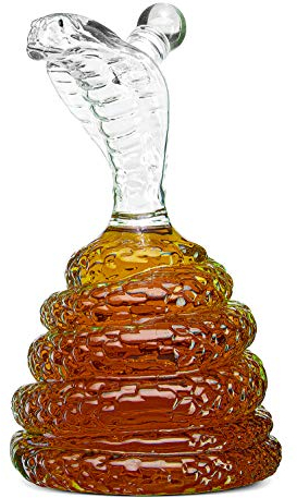 The Wine Savant Snake Whiskey & Wine Decanter King Cobra Snakes Liquor Decanters - Snake Bottle 500ml - Snake glass decanter, Coiled Snake Holder Ornament Home Decoration - Hold Any Liquod