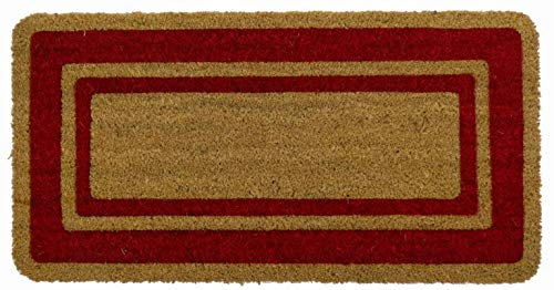 Casatessile Zerbino in Cocco Naturale Bordo 14 per Esterno Porta Entrata Retro Antiscivolo Tappeto Raschiafango - Rosso, 40x90 cm.