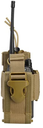 VIPERADE Borsa per walkie-talkie, supporto per radio MOLLE, fondina per radio con gilet regolabile, fondina per radio in cintura con supporto per walkie-talkie - Cachi