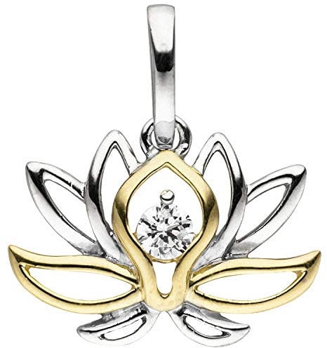 Jobo Damen-Anhänger Seerose aus 925 Sterling Silber Bicolor vergoldet mit Zirkonia