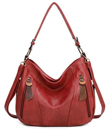 OBC Damen Tasche Shopper Tote Bag Handtasche Umhängetasche Schultertasche Beuteltasche Leder Optik Hobo Crossbody (Rot.)