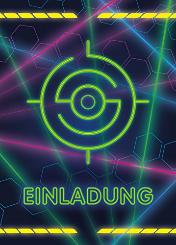 6 Einladungskarten Geburtstag Kinder Lasertag für Mädchen Jungen Jungs Einladungen Kindergeburtstag Geburtstagseinladungen Kartenset Party