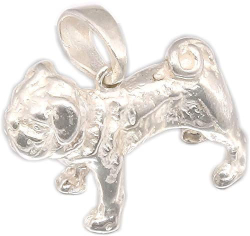 generisch Anhänger Hund Mops 20 x 14 mm Silber 925 poliert