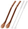 Pajitas de acero inoxidable con cuchara de filtro, paquete de 2 pajitas de té, barra agitadora de café para té helado, cóctel, con 2 cepillos de limpieza (oro rosa)