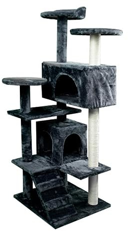 Mobiclinic, Rascador árbol para Gato, Modelo Tico, Grande, Escalar, 5 Alturas, Soporta hasta 10 kg, con Plataformas y refugios, Juguete desestresante, Cuerda de sisal, Gris