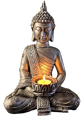 Fenteer Ornamente Statue Buddha Statue Wohnkultur, Harz Buddha Teelichthalter, Figuren Dekoration Kerzenhalter, Garten Skulptur, C