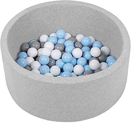 SELONIS Bällebad Bällepool Für Baby Kinder 70X30cm/150 Bälle Rund, Hellgrau: Grau/Weiß/Baby Blue