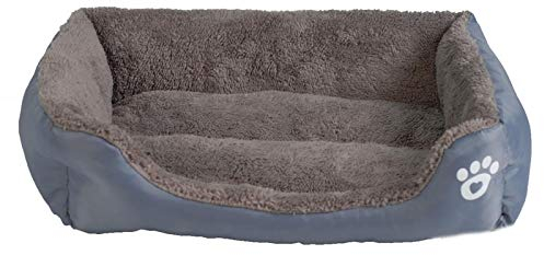 S-3XL Hundebett mit Pfotenabdruckmotiv, wasserdicht, weiche Wolle, warm, Größe S, Grau