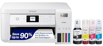 Epson EcoTank ET-2850 Wireless Color All-in-One Cartridge-Free Supertank Printer with Scan, Copy and Auto 2-Sided Printing - White, Medium