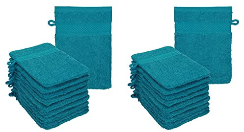 Betz Lot de 20 Gants de Toilette Palermo 100% Coton Taille 16x21 cm Couleur Bleu pétrole