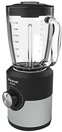 Taurus Amazing - Batidora de vaso JB1200XC, 1200W, Jarra de cristal de 175L, 5 velocidades + Turbo, Profesional con cuchillas de 6 hojas, Pica hielos, Acero Inoxidable, Apto lavavajillas