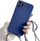 Galful Mobile phone chain for iPhone 13 pro max case, silicone mobile phone case with lanyard smartphone necklace protective bumper with strap shockproof lanyard case cover for iPhone 13 pro max blue