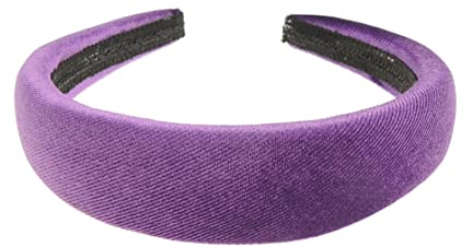 Womens Luxe Slightly Padded Puffy Velvet Flat Winter Evening Wedding Party Birthday Bridal Christmas Birthday Bridesmaid Headband Alice Band Hair Accessories Hairband (Purple, One Size)