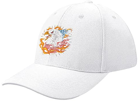 Damen Eagle USA Flagge Baseball Cap Herren Sport Caps Sommerhut Verstellbarer Baseball, One Size, Weiß, 6 3/4/7 1/2